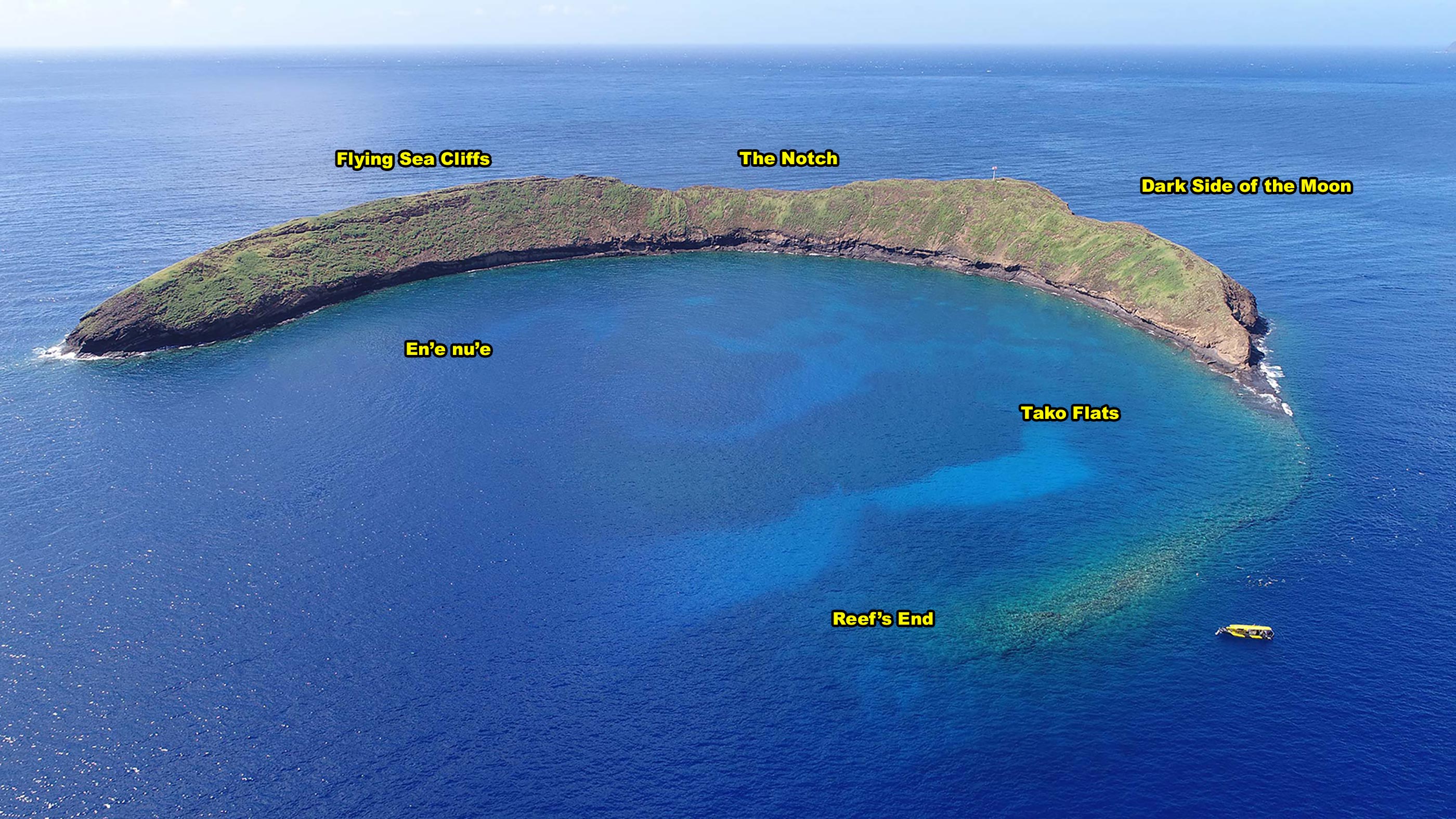 Arial photo of Molokini Crater