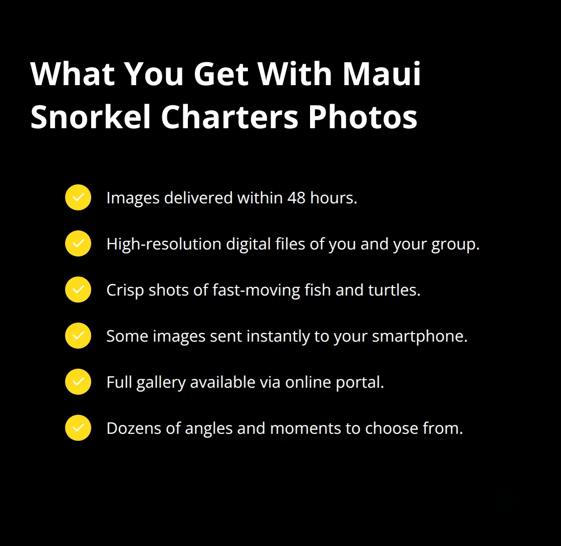 Checklist of included photo deliverables and turnaround