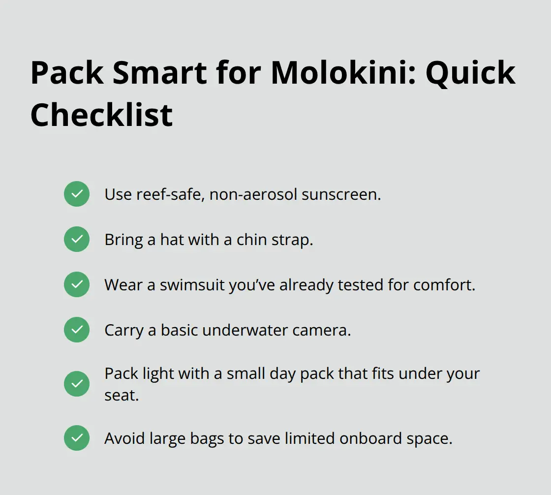 Molokini Crater Snorkeling Tour: A Memorable Maui Experience 3 Concise packing checklist for a Molokini snorkeling tour in Maui, Hawaii. - Molokini crater snorkeling tour