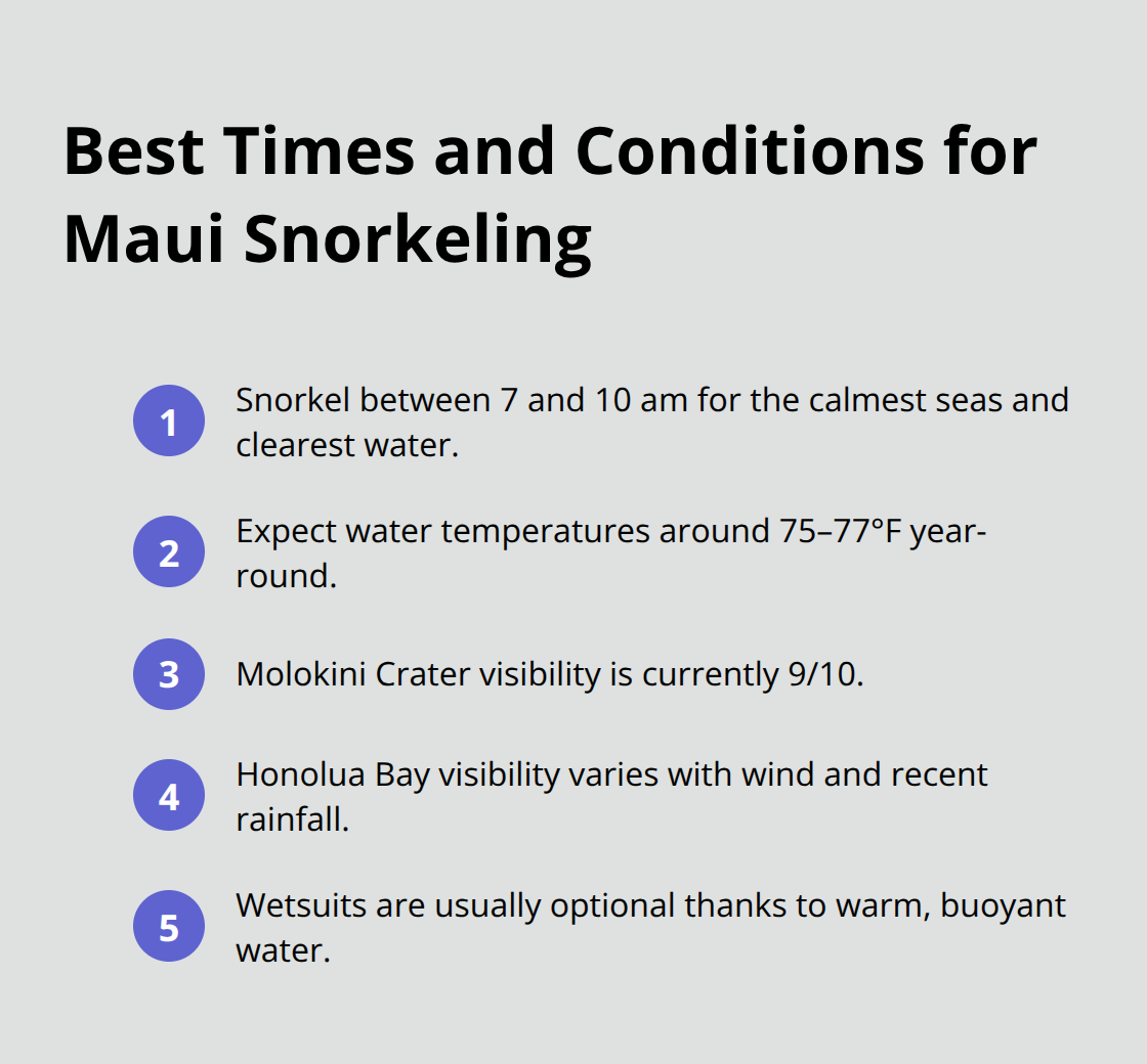 Maui Snorkel Charters | Best Snorkeling Places in Maui Quick guide to ideal snorkeling times, temperatures, and visibility in Maui. - best snorkeling places in maui