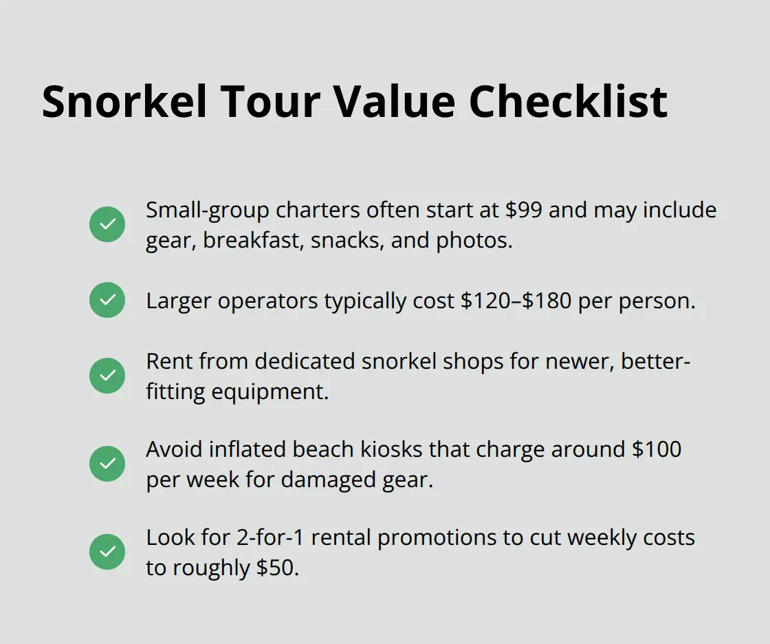 Where to Snorkel on Maui? 3 Checklist of Maui snorkel tour pricing, inclusions, and rental savings to maximize value.