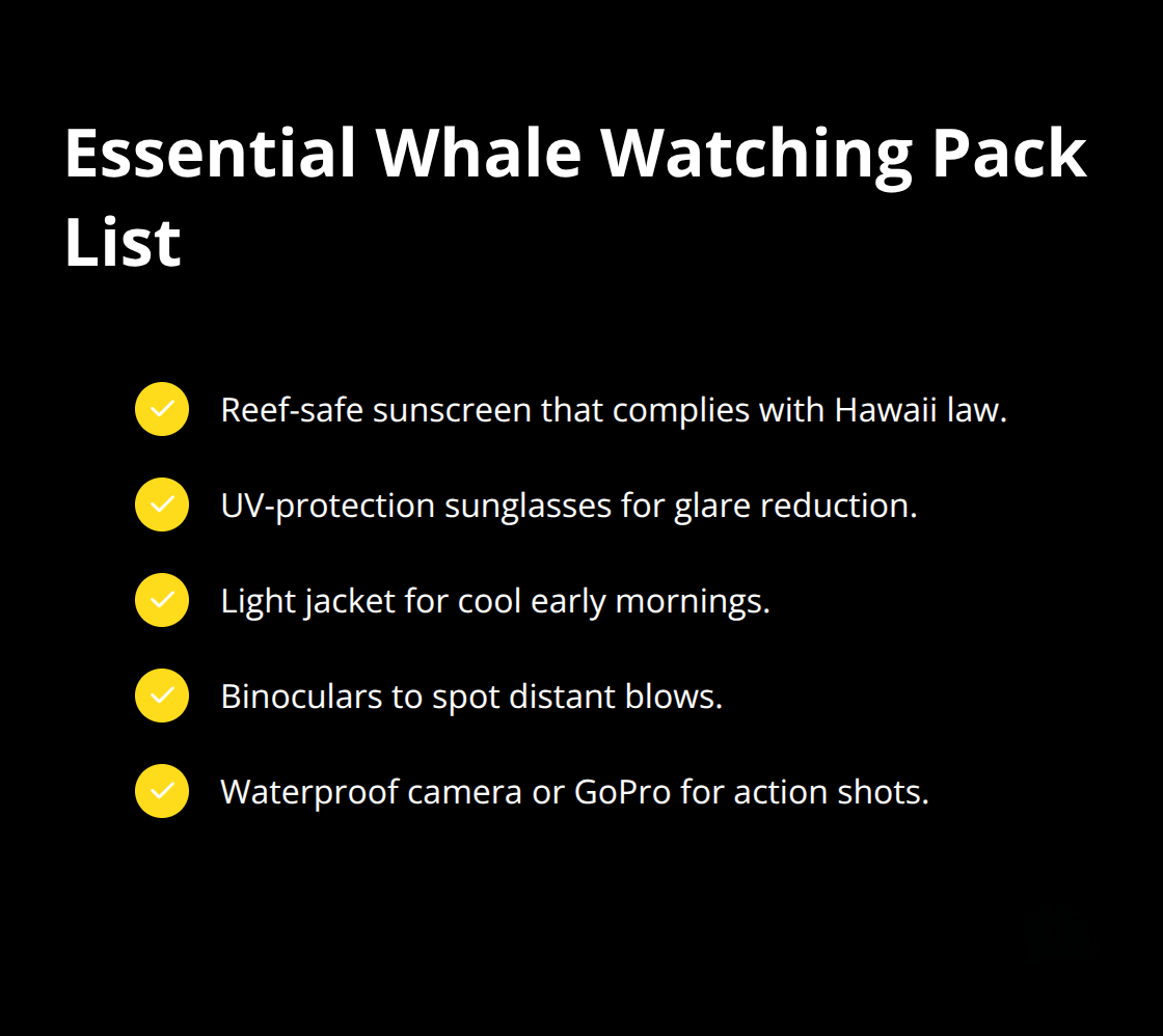 Checklist of recommended gear for Maui whale watching - hawaii whale watching maui