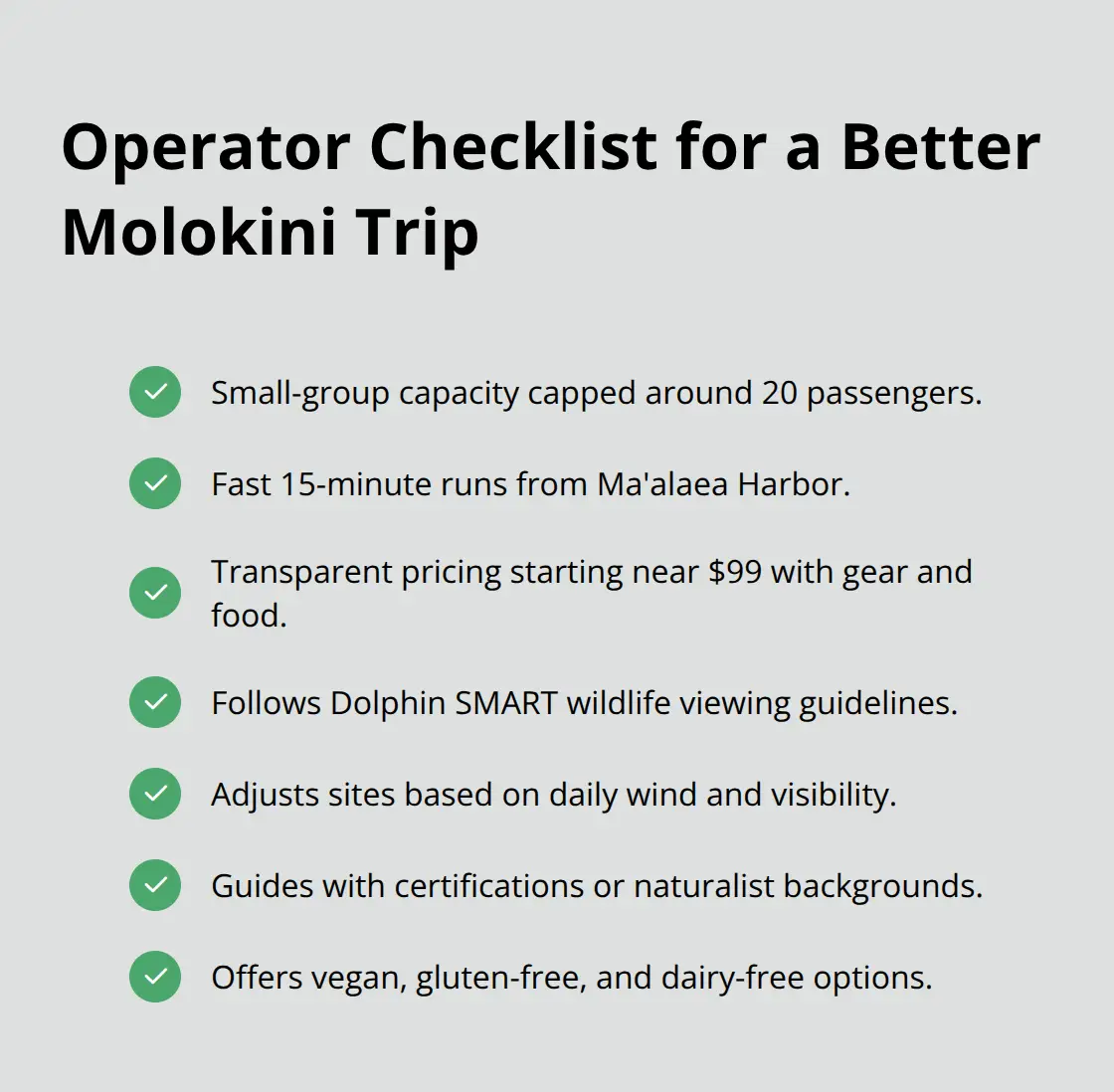 Maui Best Snorkeling Spot 3 Checklist of features to look for when choosing a Molokini snorkeling operator - maui best snorkeling spot