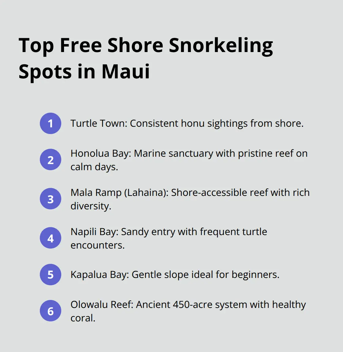 Maui Snorkeling Spots Guide 1 Six shore-accessible Maui snorkeling spots with strengths at a glance - snorkeling hawaii maui