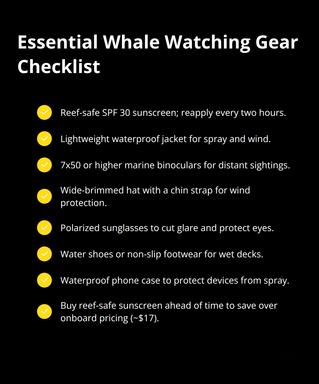 Maui Snorkel Charters | Whale Watching Hawaii Maui Compact checklist of must‑bring items for Maui whale watching - whale watching hawaii maui