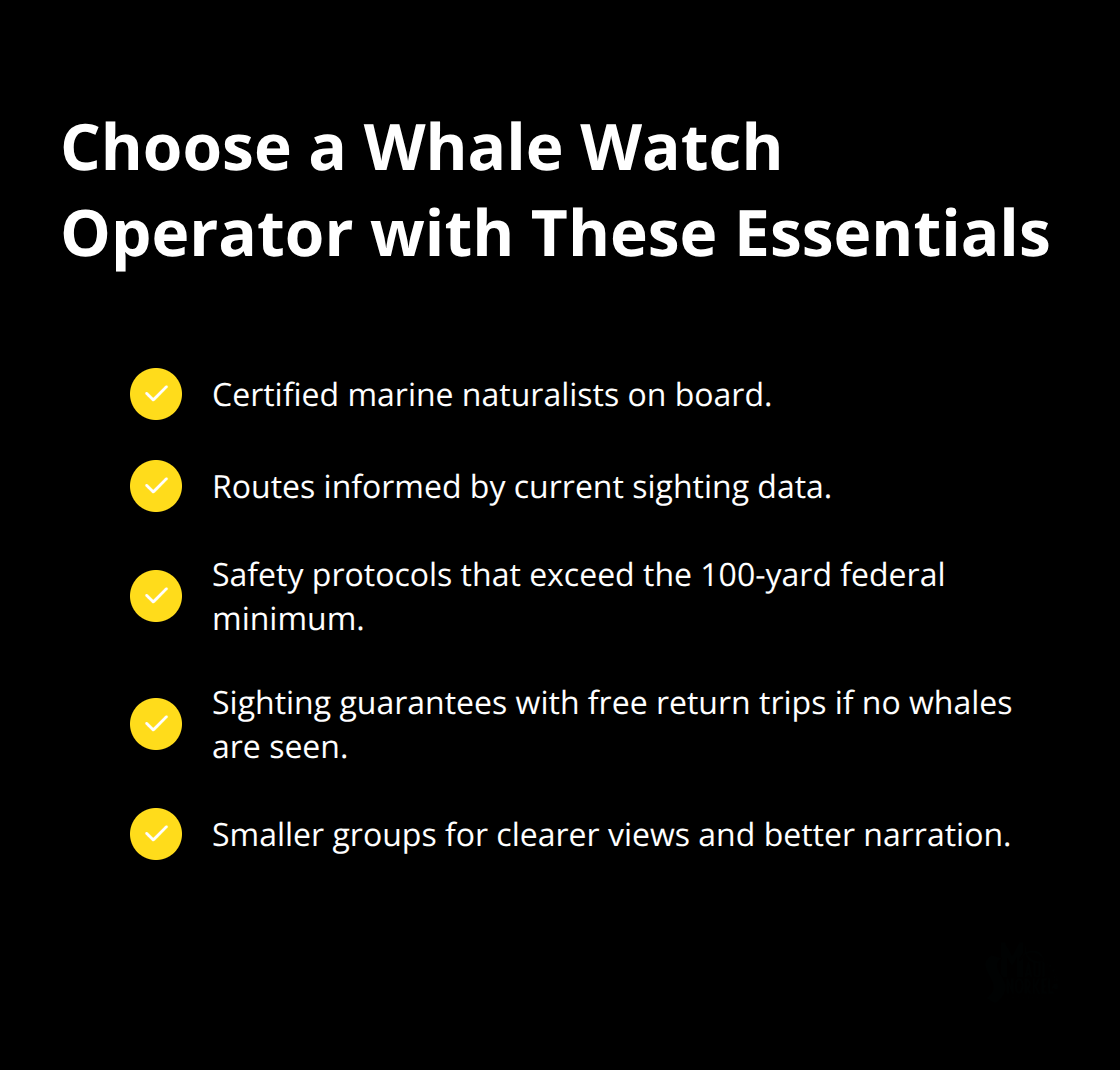 Checklist of must-have qualities for a reliable Maui whale watching operator.