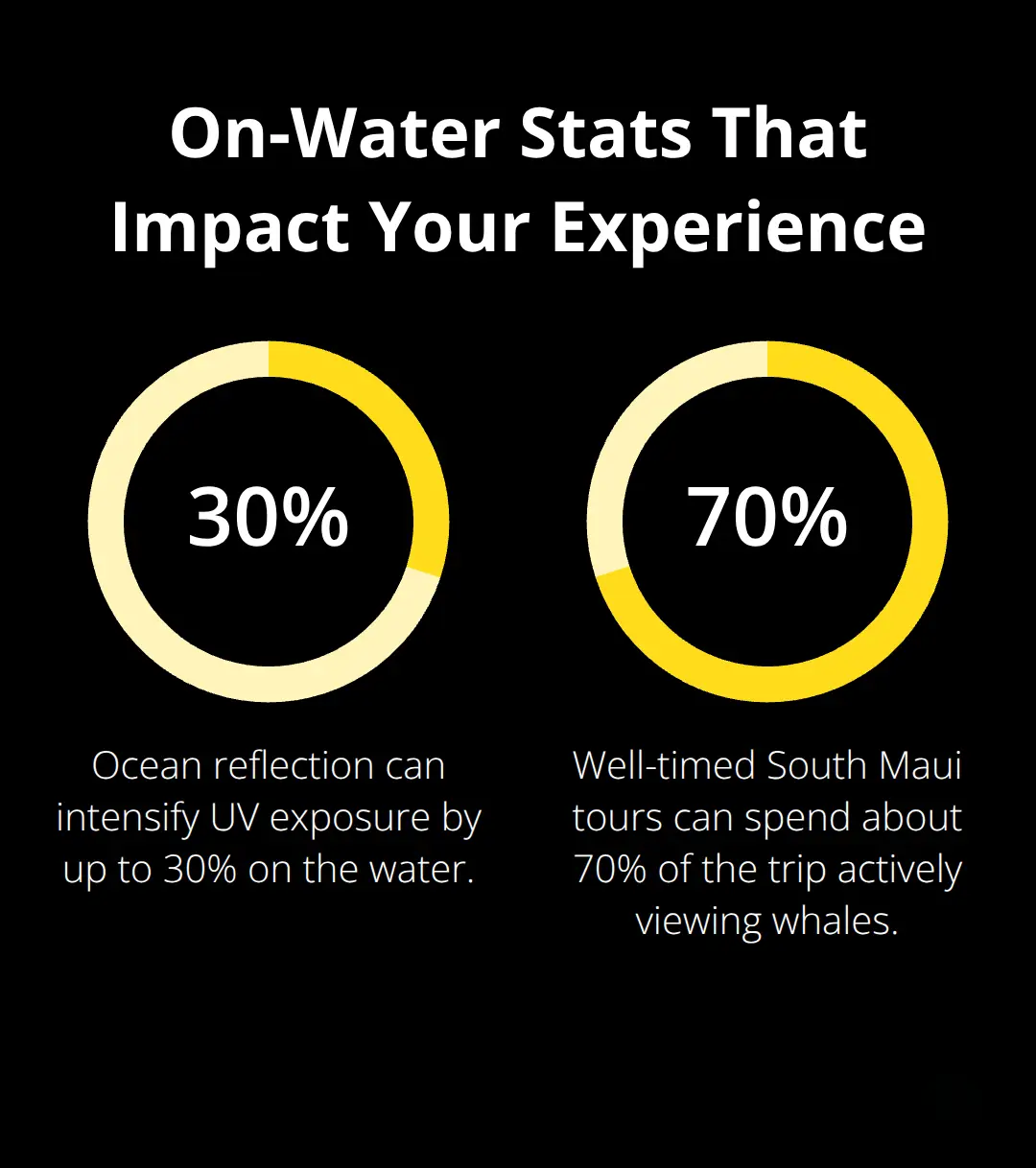 Maui Whale Watching Schedule: Plan Your Seasonal Encounters 3 Two key percentages for Maui whale watching: UV intensity on water and share of tour time spent viewing whales.