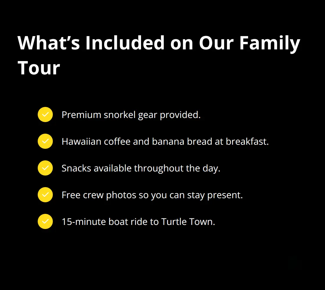 At-a-glance inclusions and conveniences for families - Turtle Town family tour